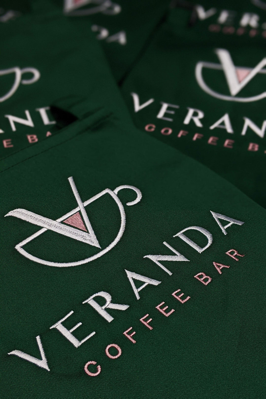 Apron Latte with branding 10" | Embroidery Green