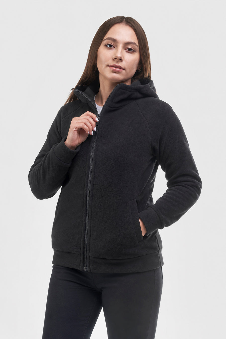 Women’s Hooded Fleece Jacket Synevyr 260 – Black