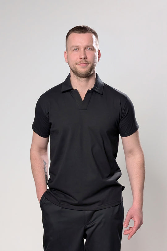 Button-free Polo Shirt – Black