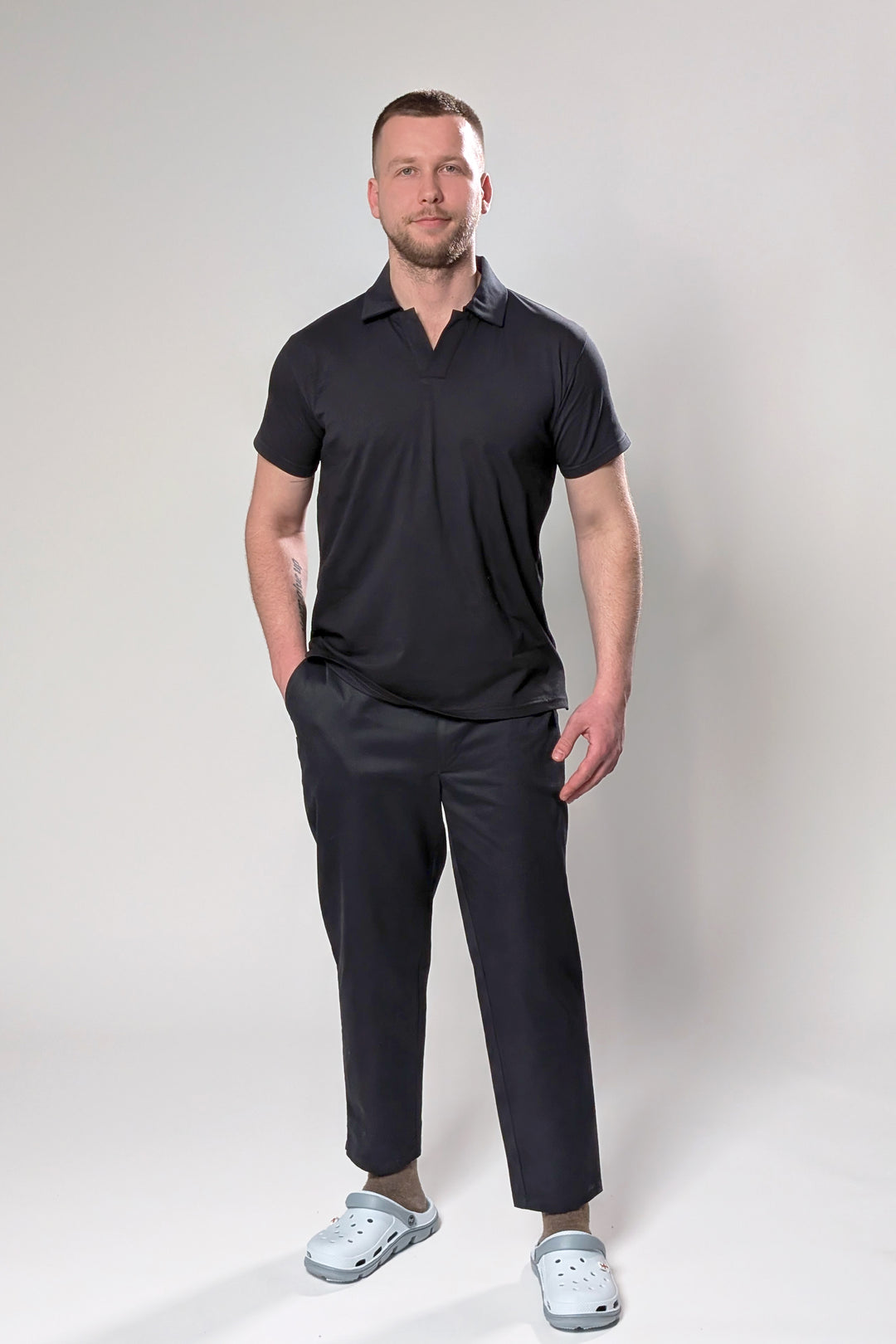 Button-free Polo Shirt – Black