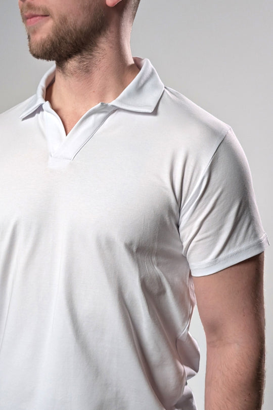 Button-free Polo Shirt – White