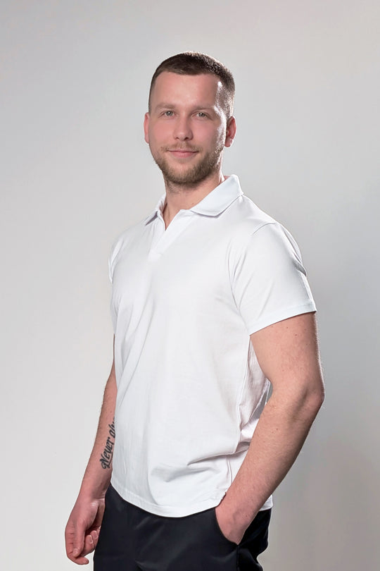 Button-free Polo Shirt – White