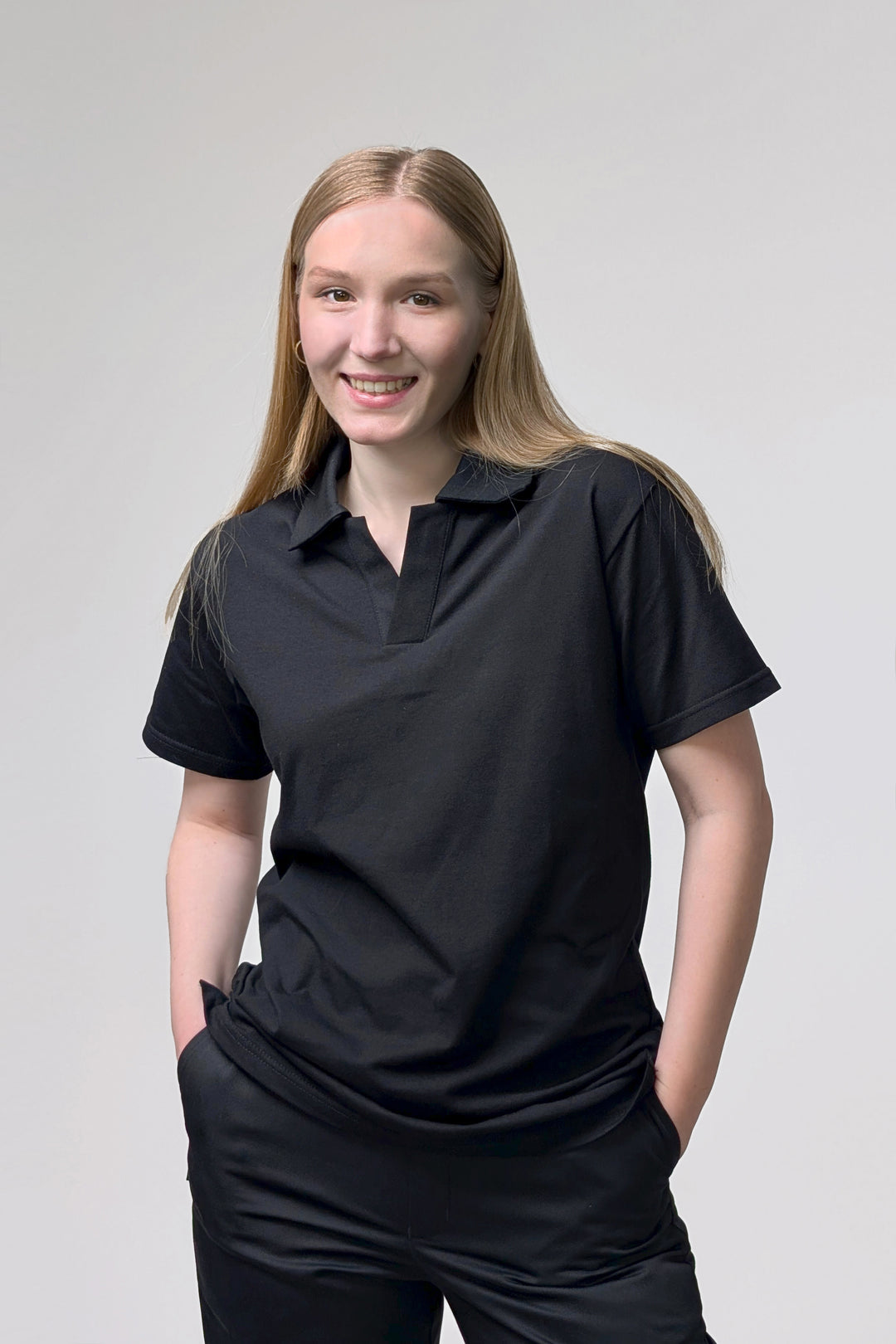 Button-free Polo Shirt – Black