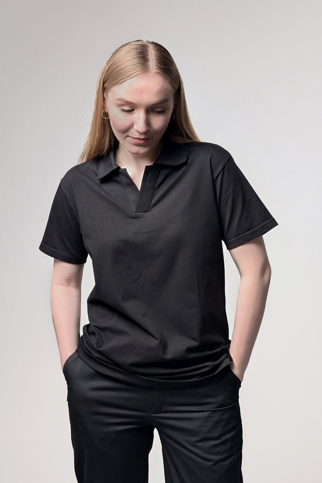 Button-free Polo Shirt – Black