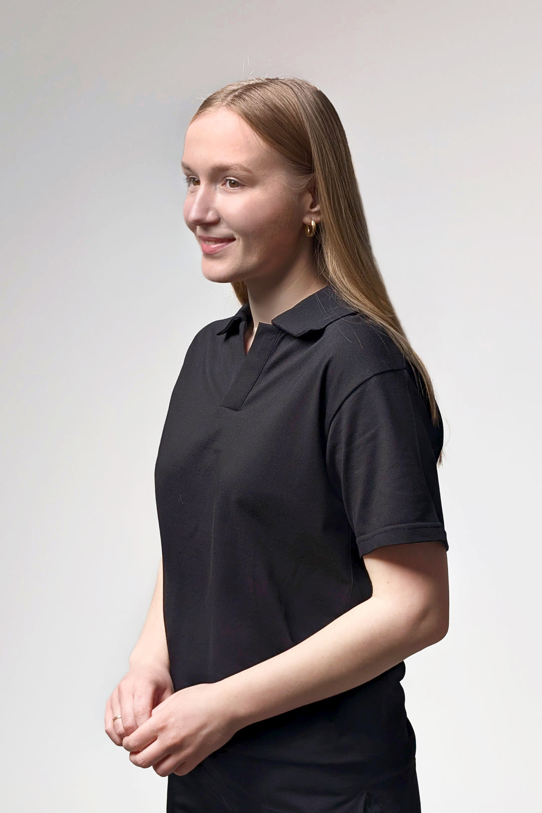 Button-free Polo Shirt – Black
