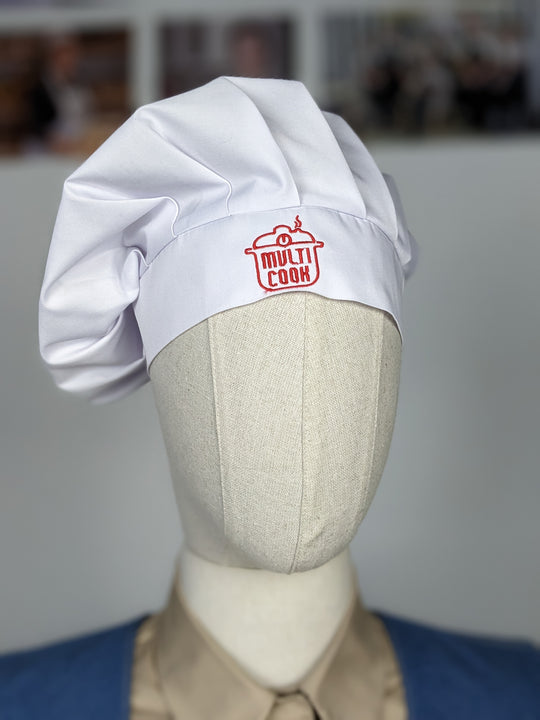 Chef's Toque with Logo – White