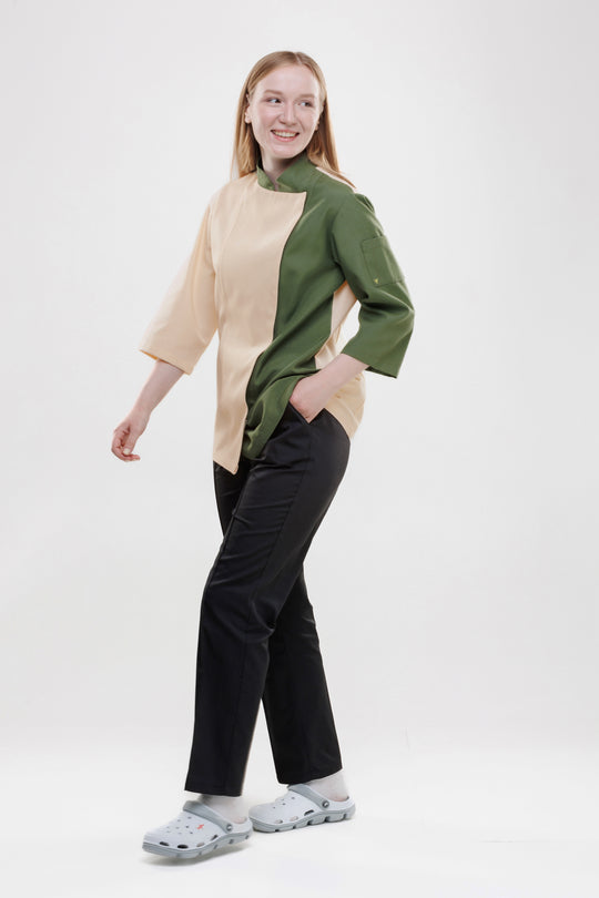 Vsetex Teflon Women’s Chef Coat – Beige Green