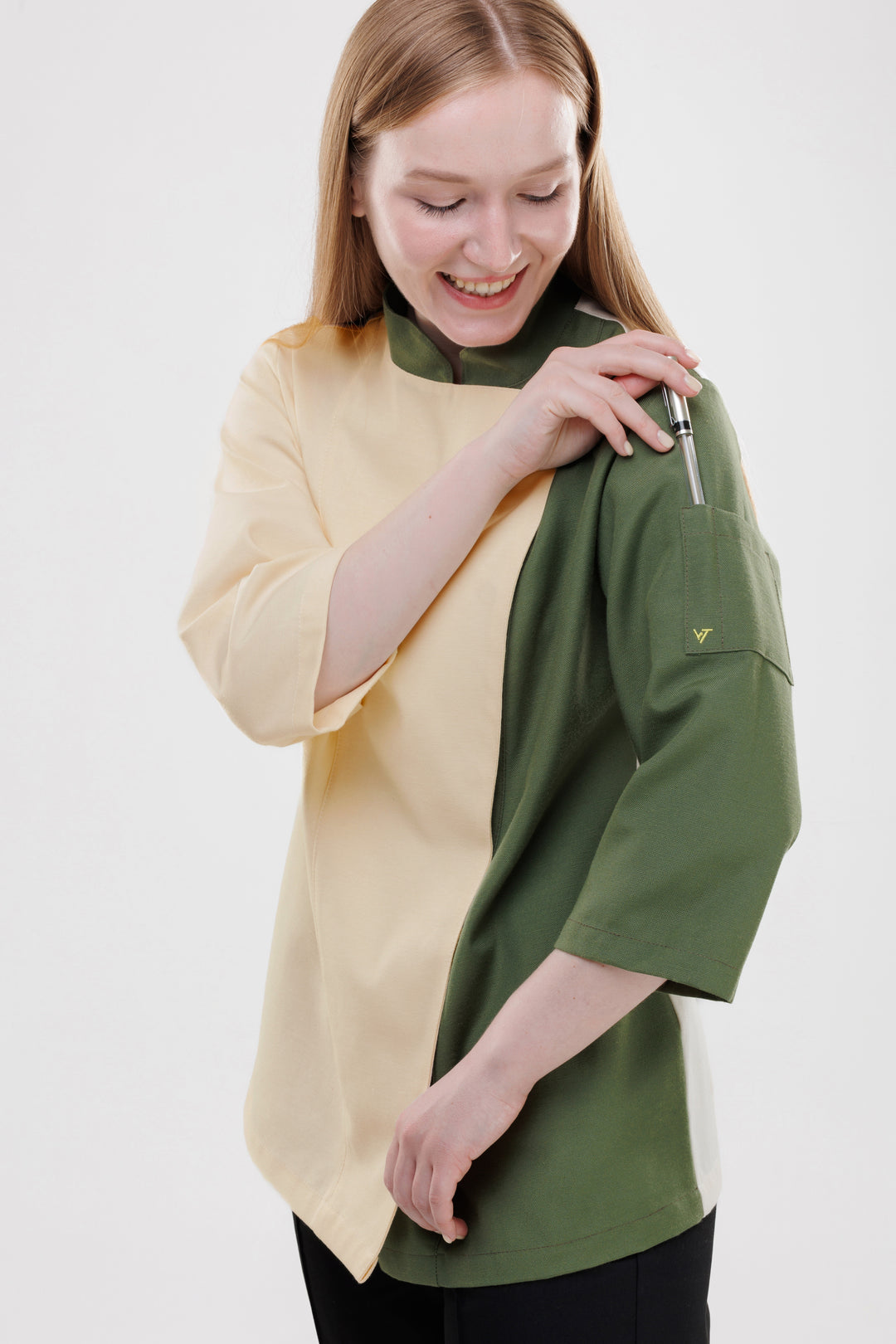 Vsetex Teflon Women’s Chef Coat – Beige Green