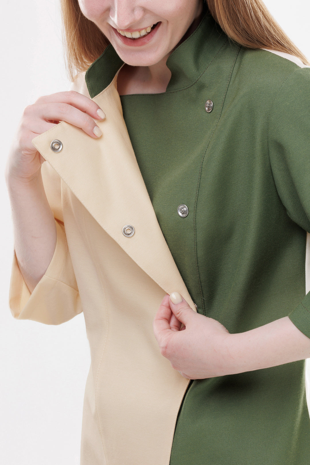 Vsetex Teflon Women’s Chef Coat – Beige Green