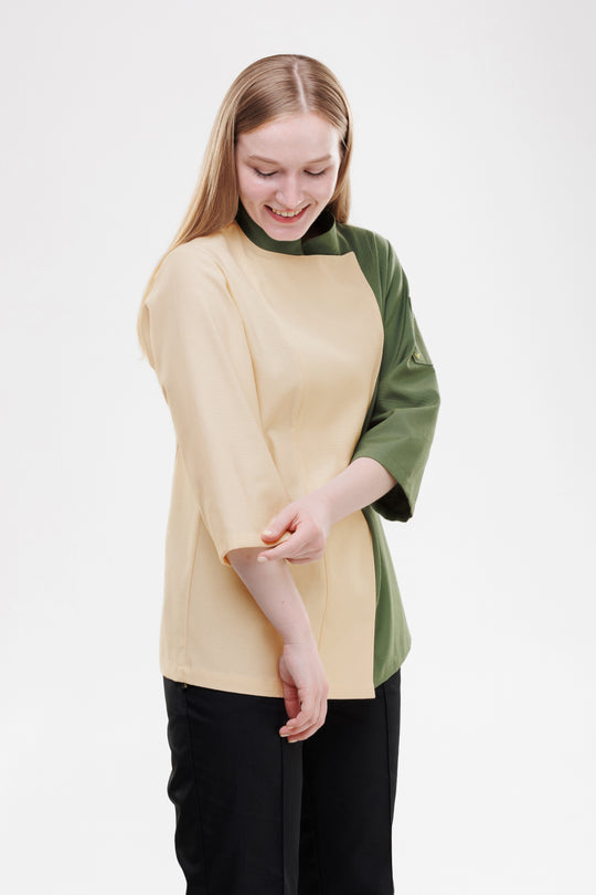 Vsetex Teflon Women’s Chef Coat – Beige Green