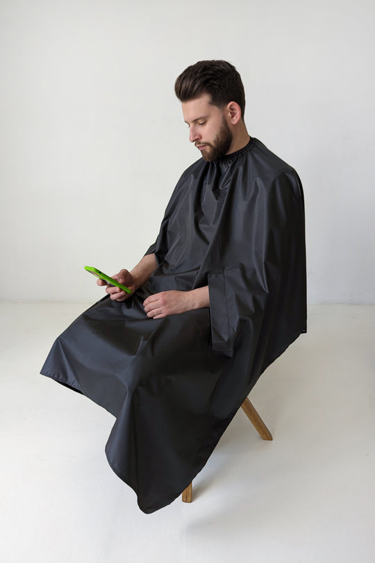 Hairdresser’s Cape with Hand Holes – Black