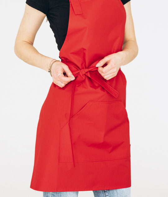 Short Water-Repellent Bib Apron Solar – Red