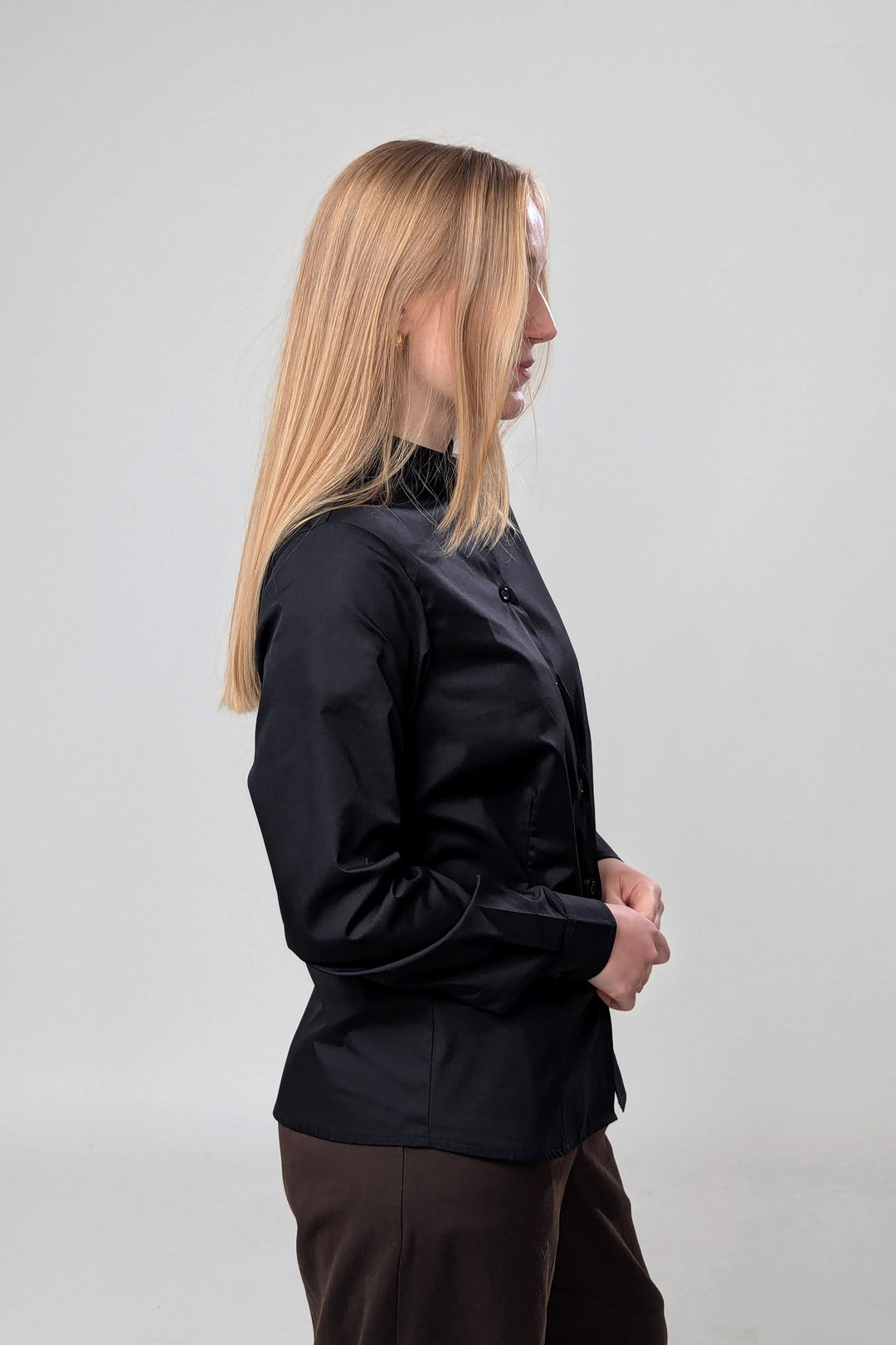 Women’s Mandarin Collar Shirt Leo – Black