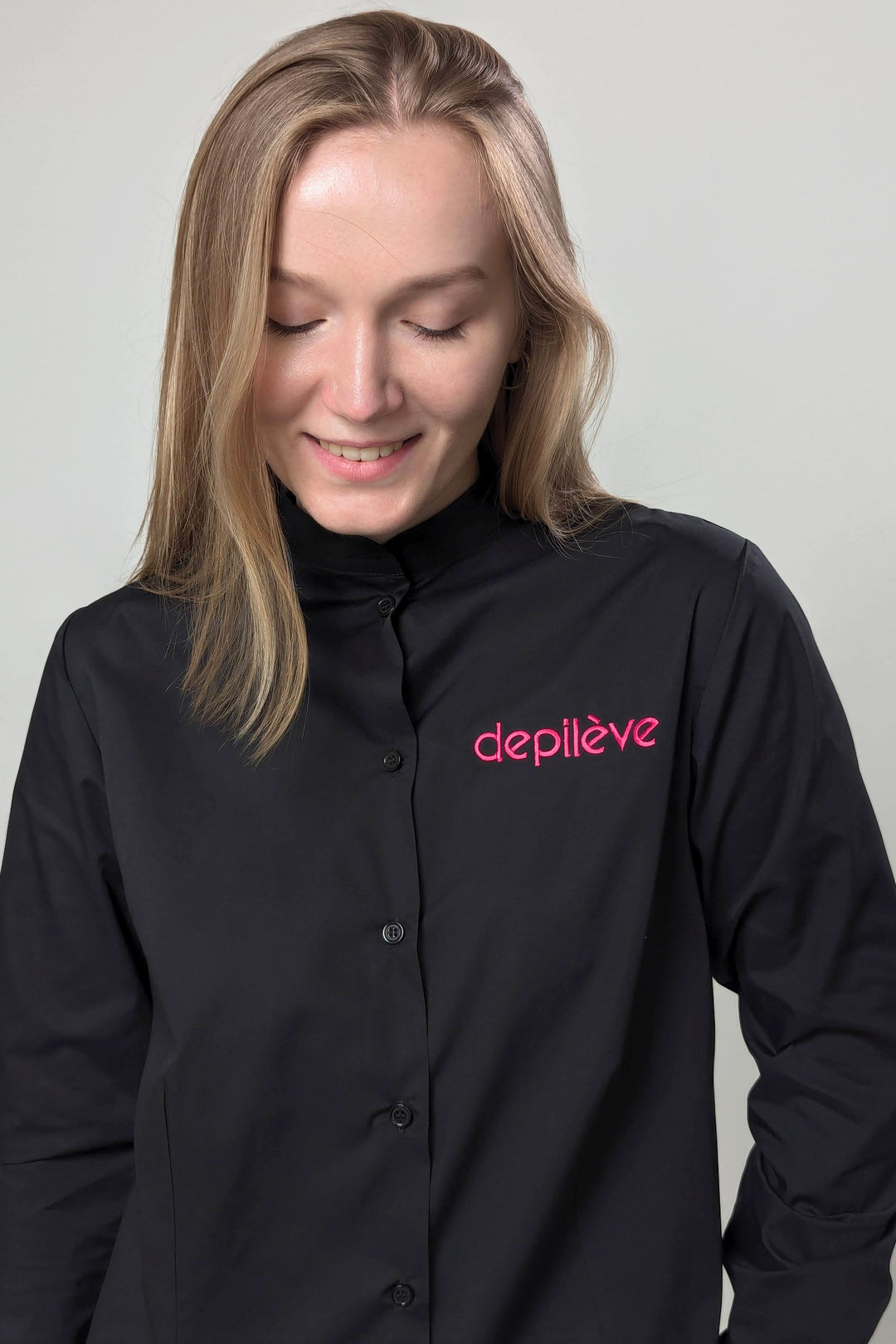 Women’s Mandarin Collar Shirt Leo – Black
