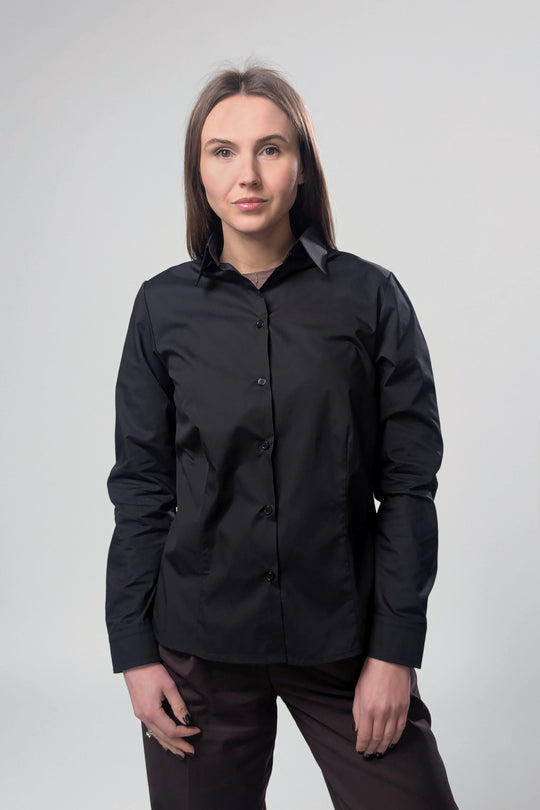 Women’s Classic Button-Up Shirt Leo – Black