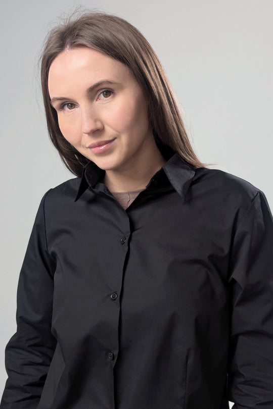 Women’s Classic Button-Up Shirt Leo – Black