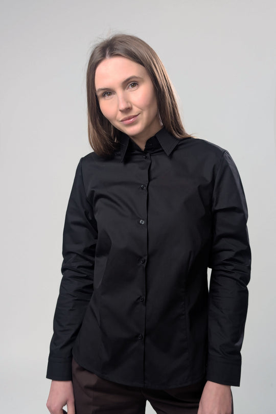 Women’s Classic Button-Up Shirt Leo – Black