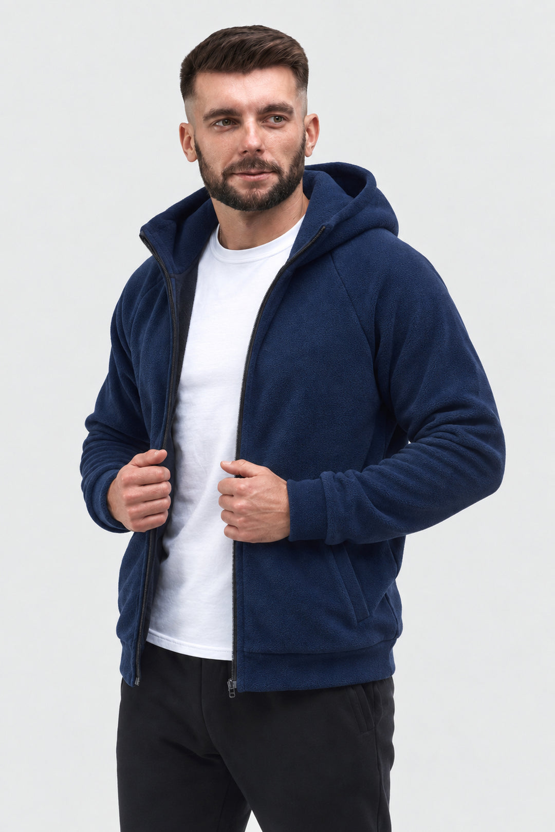 Men’s Hooded Fleece Jacket Synevyr 260 – Dark Blue