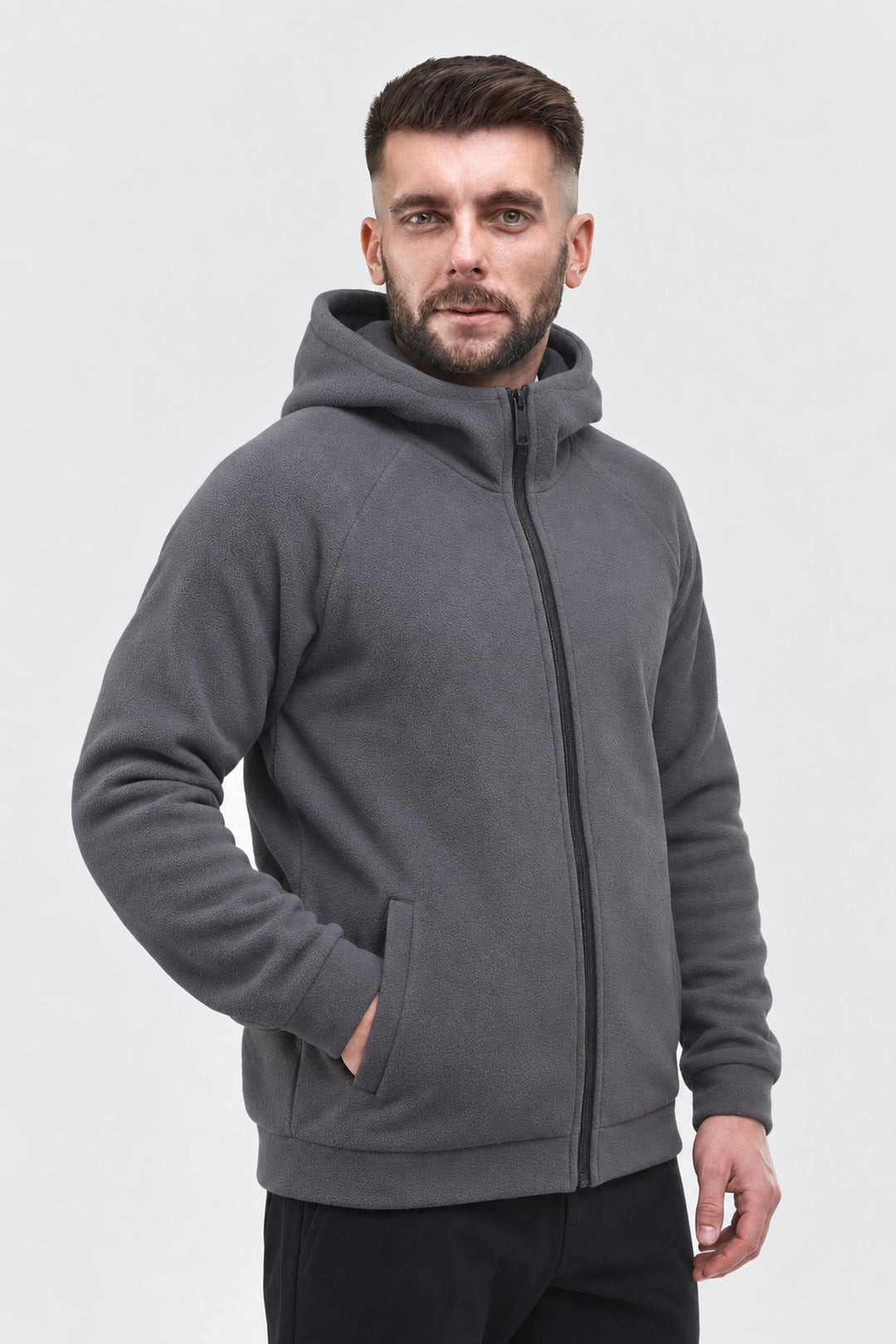 Men’s Hooded Fleece Jacket Synevyr 260 – Gray