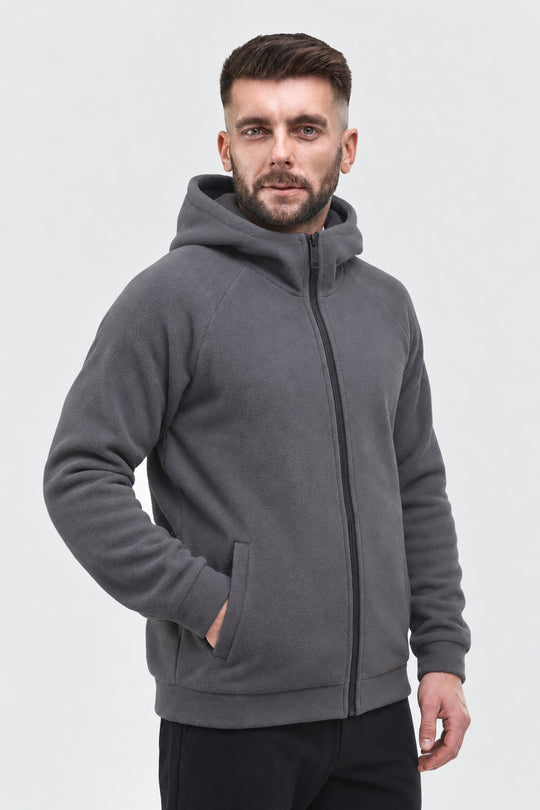 Men’s Hooded Fleece Jacket Synevyr 260 – Gray
