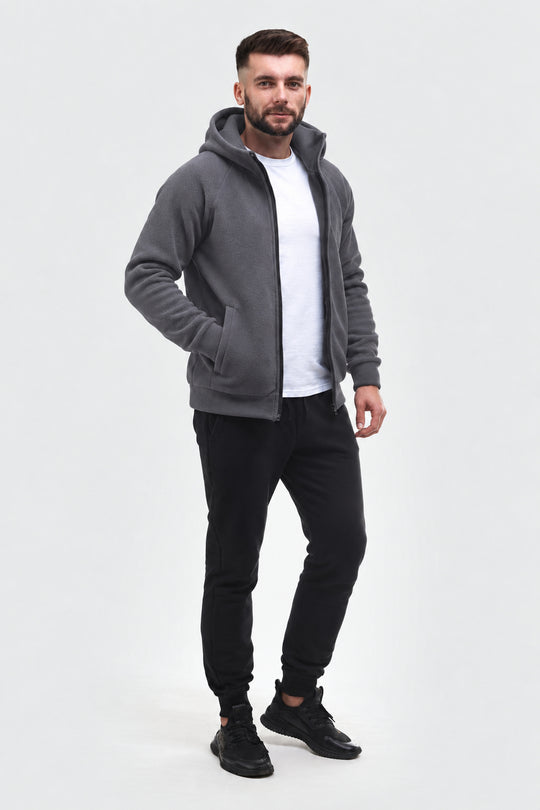 Men’s Hooded Fleece Jacket Synevyr 260 – Gray