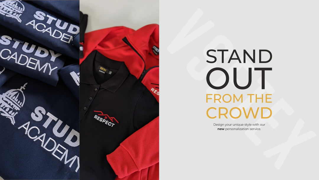 Personalized VSETEX uniforms with embroidered company logos