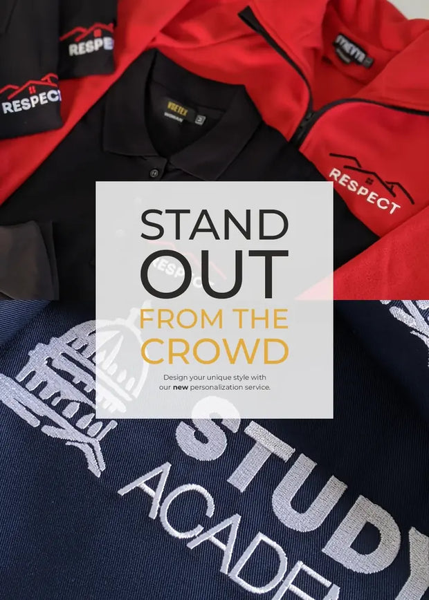 Personalized VSETEX uniforms with embroidered company logos